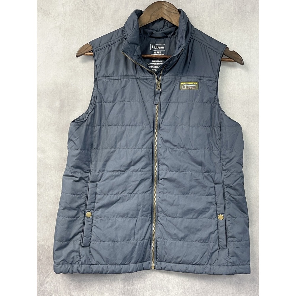L L Bean Womens Mountain Classic Puffer Vest M Blue ColdShield Hiking Outdoors